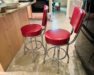 There are three stools. The third is in the basement. These are not cheap-made reproductions. 