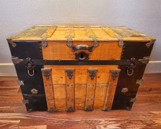 Vintage Flat Top Steamer Trunk