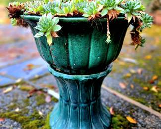 Celadon Succulent Pot on Stand