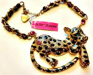 Jeweled Enamel Tiger Neclace by BETSY JOHNSON NWT