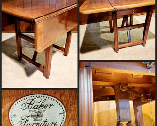 Folding Mahogany Drop-Leaf Table by the Baker Furniture Co. $295 or bid #162