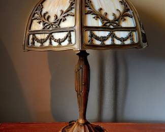 Antique Slag Glass Lamp $225 or bid #163