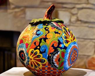 Hand-painted ceramic pumpkin (Peter Max colors!) $90 or bid #25