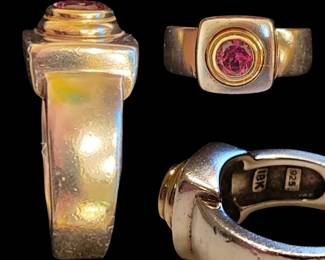 Caroline Ballou Vintage Sterling and 18k Ring