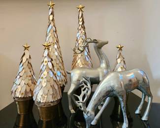 Set of 5 Holiday Trees made of Shells $95 or bid #36
(pair of deer SOLD on opening day)