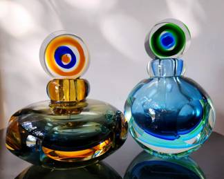 Art Glass Scent Bottles with Dauber Stoppers