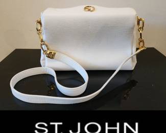 ST. JOHN white Leather Purse $125 or bid #41