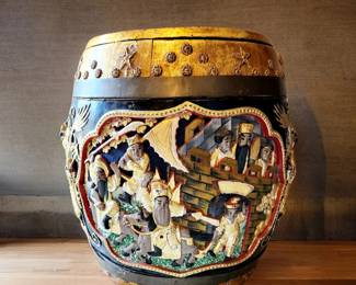 Hand-Carved Dragon Barrel/Box bid $139 or bid #62