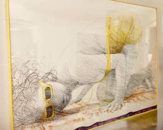 "The Yellow Jantzen Bathing Suit" Original work by Oregon Artist LEO JAMES KIRK bid $350 or bid #94