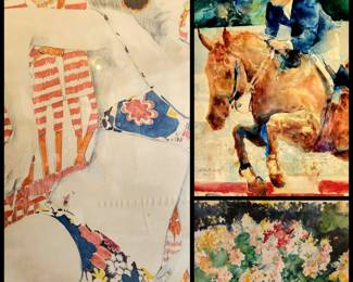 LEO JAMES KIRK Watercolors (Bikini on the beach drawing SOLD on opening day)