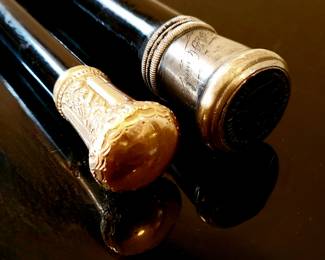 Antique Gold Tipped Walking Stick bid #71
Antique Silver Coin Tipped Walking Stick engraved J.A. HUMBIRD #72