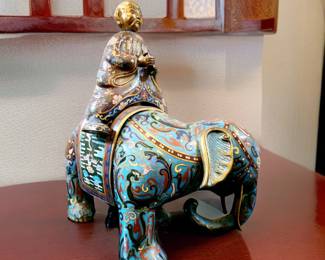 Chinese Cloisonne' Elephant Rider bid $395 or bid #82