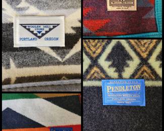 Many Pendleton wool blankets