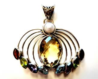 Sterling and gemstone pendant (one of many!)