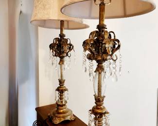 Pair Vintage Crystal Table Lamps