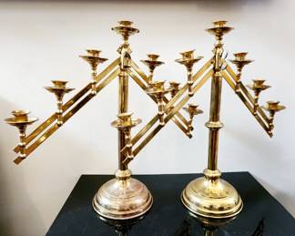 Pair of Adjustable Vintage Brass Candelabra $129 or bid #142