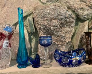 Swung Vase, Blue Bird, and Goblet are Sold