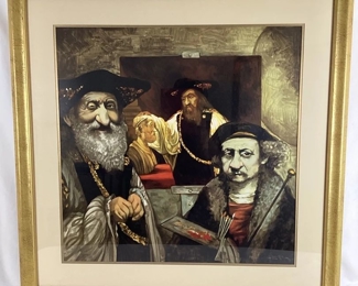 JIFI101 Charles Bragg Rembrant Print: This is a large gold framed Charles Bragg print, titled 'Rembrant'. This signed and numbered print is #32 out of 300, from Dyansen Gallery.
