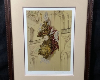 JIFI114 Untitled Charles Bragg Signed Lithograph: This is an untitled, signed and numbered, framed lithograph by renown American artist, Charles Bragg (1931-2017). The print is numbered 69/300, and was professionally framed by Creations In Framing, based out of Bellevue, Washington.

