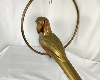 JIFI118 Brass Bustamante Parrot #2: This is a beautiful brass&nbsp;Bustamante Parrot on a round purch. The sculpture features beautifully hand sculpted feathers.

