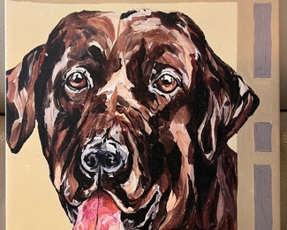 Chocolate Lab Dog Wrapped Canvas Print Wall Art 