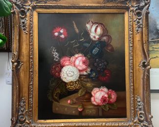 Floral Still Life Framed Oil Painting 