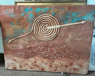 Marcela Oyakawa "Pendelum" paint on Adobe wall art