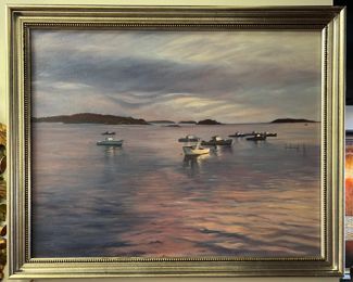 Silver Framed Boat Art 