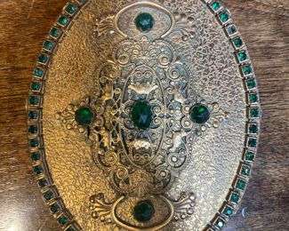 Antique Austrian Filigree Jeweled Cosmetic Set