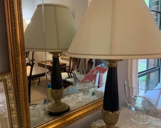 Etched Gold Mirror and Gorgeous Table Lamp