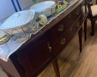 Buffet with chafing white dishes