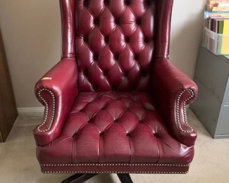 Maroon Leather Office Chair