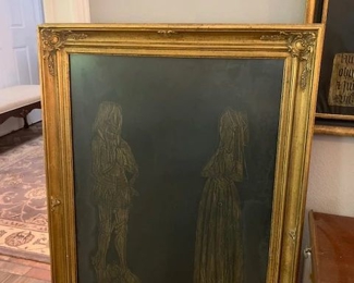 European Grave Stone Framed Rubbing