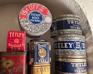 This Estate sale is from a member of the Tetley Tea family, alas many amazing tins and marketing pieces from Tetley Tea.
