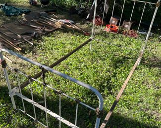 Heavy Duty Wrought Iron white bed with gilding