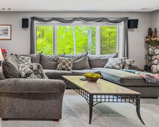 LARGE CHARCOAL GREY SECTIONAL WITH SOFA BED