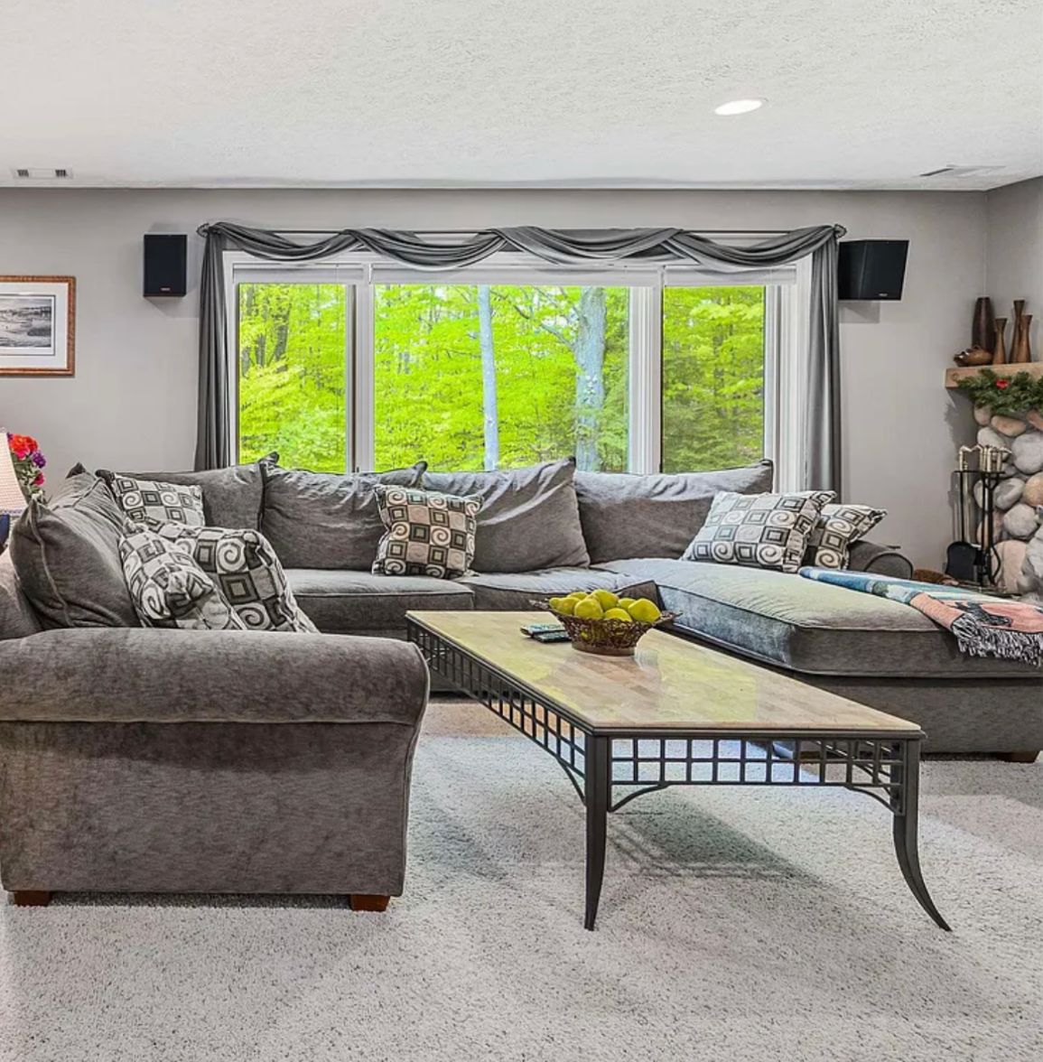 LARGE CHARCOAL GREY SECTIONAL WITH SOFA BED