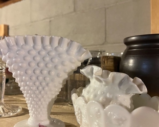 FENTON HOBNAIL MILK GLASS PIECES