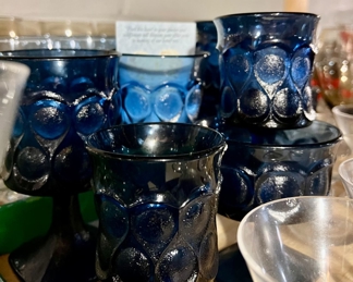 VINTAGE NORITAKE SPOTLIGHT BLUE GLASSES GOBLETS 
