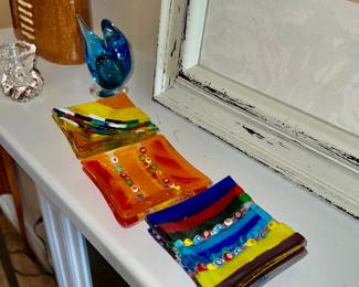 STACK OF ART GLASS TRAYS SOLD INDIVIDUALLY 