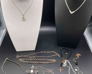 Misc. Necklaces incl. Crosses, Earrings And Pins