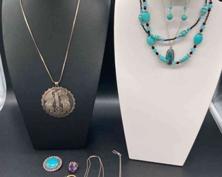 Sterling Silver And Turquoise Jewelry 110g