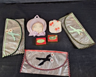 Vintage Hosiery BagsPill BoxesPin CushionTravel Mirror