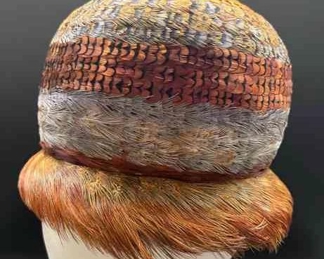 Vintage Womans Cloche Hat Multi Colored Feathers Style