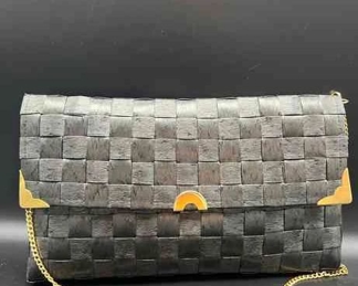 Womens Vintage Black Weaved Handbag