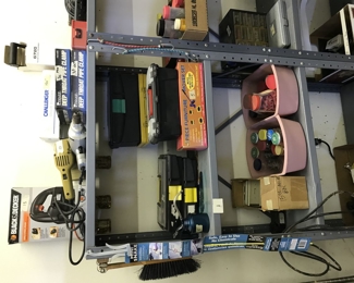 Tools and metal shelves