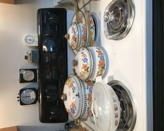 Nice Enamel cookware set. - STOVE NOT FOR SALE