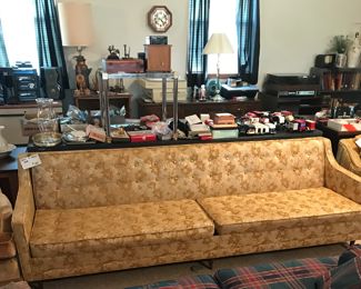 MCM 8 ft gold tone couch