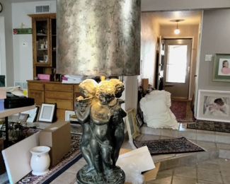 Large three cherub lamp