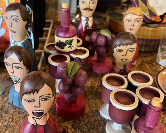 Sticks Designer Pub Table w 2 Chairs and Chess Figurines